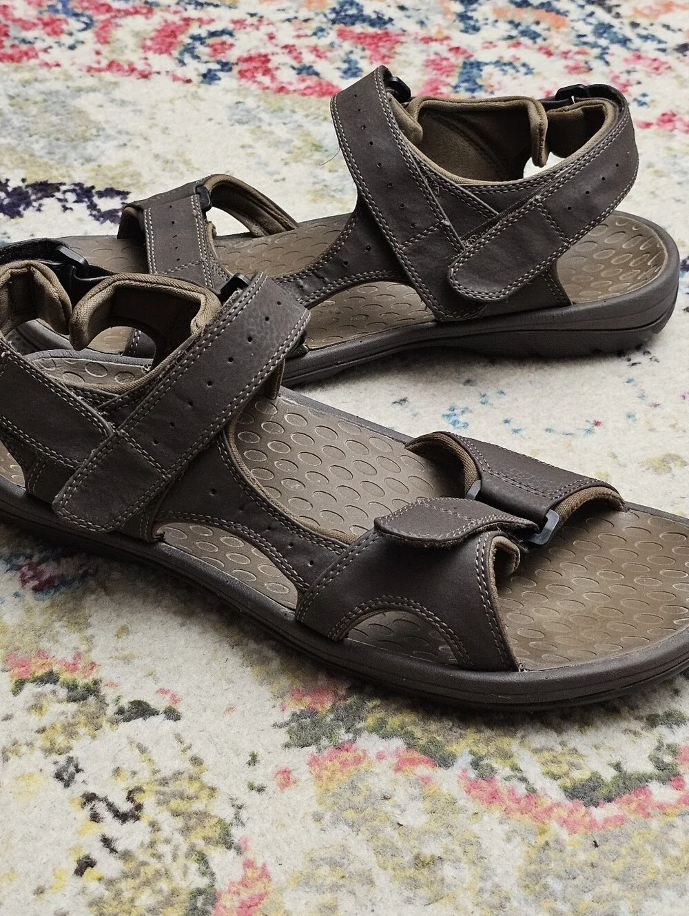 Vionic Mick Men's Size 14 Brown Hiking Sandals Adjustable Comfort Support Shoes